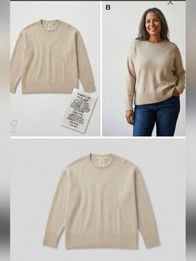 VINCE Wool Cashmere Boxy Knit Sweater Cream Oversized XXL